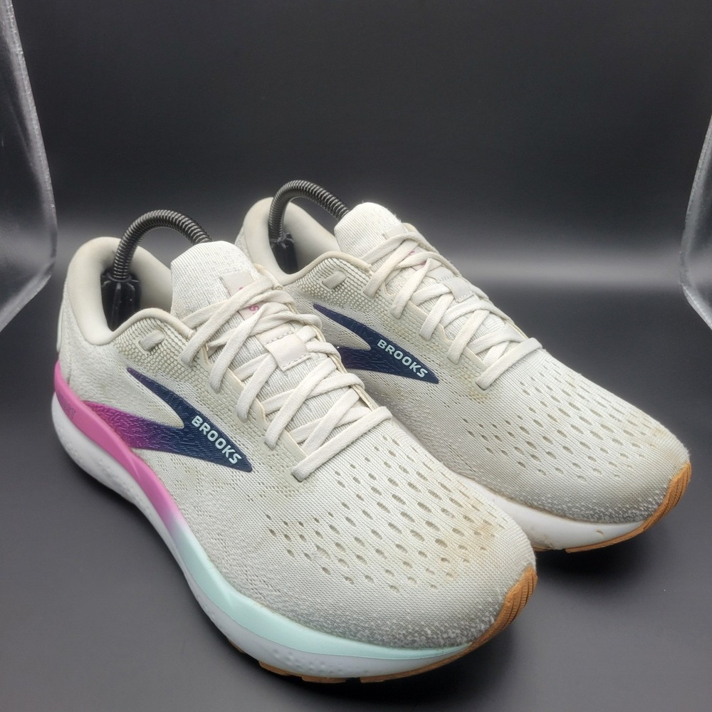 Brooks Ghost 15 Womens Running Shoes Size 9.5 White Pink Purple 1204071B175